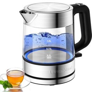 Electric Kettle, 1L 1500W, Small Glass Tea Kettle